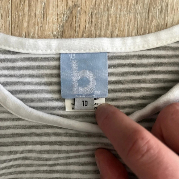 Bella Bliss Girls Long Sleeve Grey and White Stripe Shirt - Size 10 - Picture 4 of 5